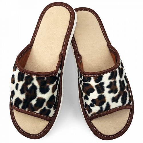 Papuci de Casa Vara Culoare Alb Model Animal Print &#039;Leopard&#039;