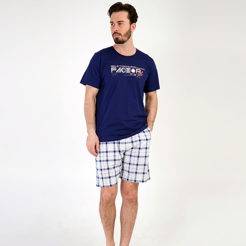 Pijamale Barbati Pantalon Scurt Vienetta | MAN Model &#039;Break Your Fear&#039; Blue