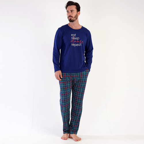 Pijamale Confortabile Barbati Vienetta|MAN, Model &#039;Eat Sleep Dance Repeat&#039; Blue