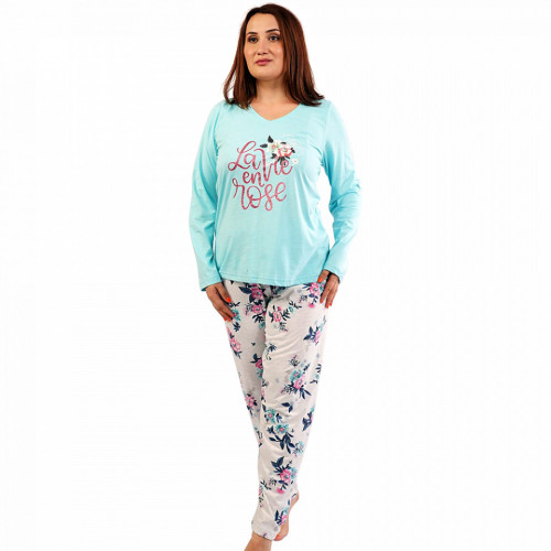 Pijamale Confortabile din Bumbac Marimi Mari Vienetta Model 'La Vie en Rose'