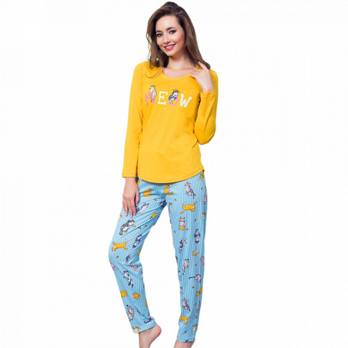 Pijamale Dama Bumbac 100% Vienetta Model 'Meow'