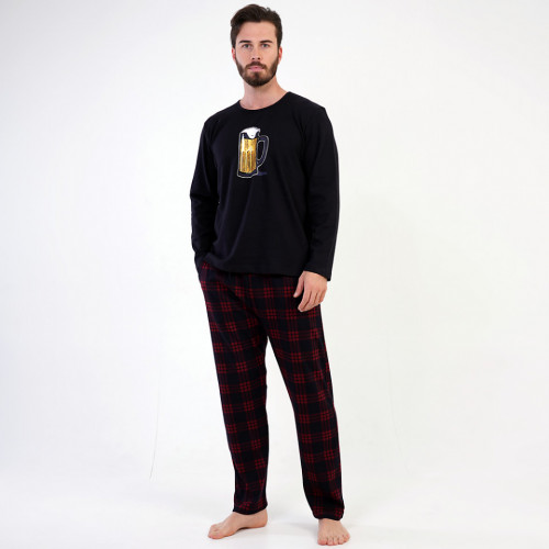 Pijamale din Bumbac Interlock Vienetta | MAN Barbati Model 'Weekend Mood' Black