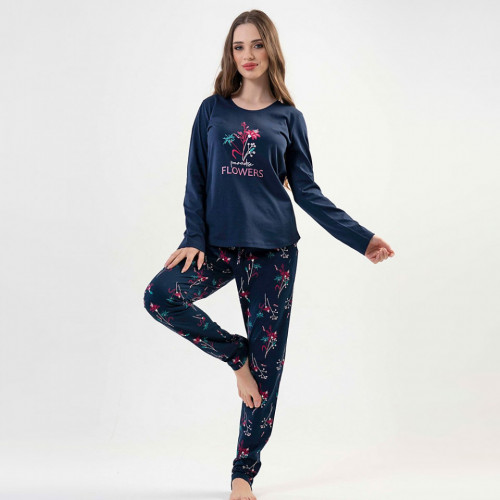 Pijamale Vienetta din Bumbac Model 'Paradise Flowers'