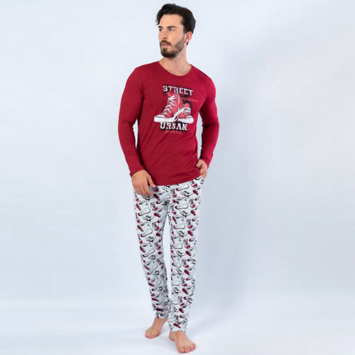 Pijamale Vienetta | MAN pentru Barbati Model 'Street Urban' Red
