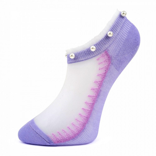 Sosete Glezna Dama Semitransparente cu Perle, Model &#039;Princess&#039; Purple Culoare Mov