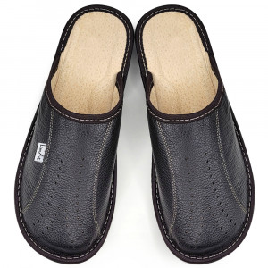 Brown Thick Sole Leather Slippers, 'Luxury Woman' Model, Simple