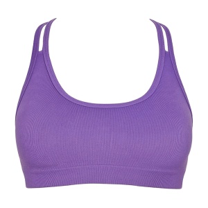Bustieră Fitness Damă X-Sport Fit Lila, Textură Ribbed cu Pernuțe și Bretele Duble