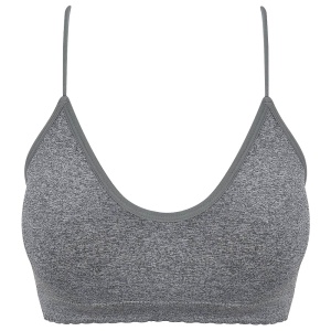 Bustieră Fitness Luna Contour Bra - Gray, Design One Size Seamless cu Bureți și Margine în Valuri