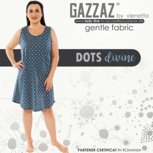 Camasa de Noapte din Bumbac Marimi Mari Vienetta Model 'Dots Divine' Gray