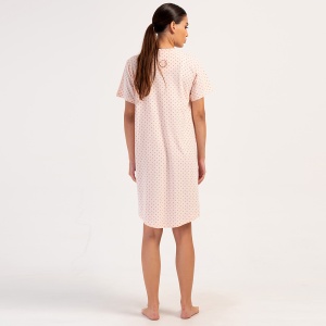 Camasă de Noapte Mărimi Mari din Bumbac 100% Vienetta Model 'Libre Baby Pink'. Prezentare din spate.