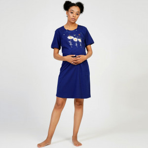 Camasa Gravide si Alaptat Confortabila Vienetta, Model 'Faith, Hope, Love' Blue