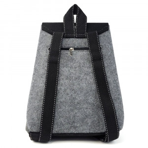 Rucsac din Postav cu Maner si Bretele Model 'Rainbow Mood' Gray