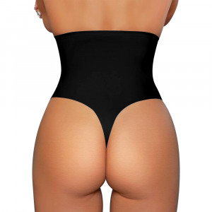 Invisible Shapewear Pantyhose Thong Model Blue Rose Color Black