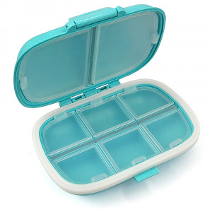 Medicine Organizer Suitcase Type with 8 Compartments Model Traveling Turquoise