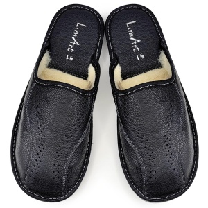 Men's Leather Slippers with Sheepskin Lining 'Luxury Man' Model | Premium Warmth, Durability & Comfort
