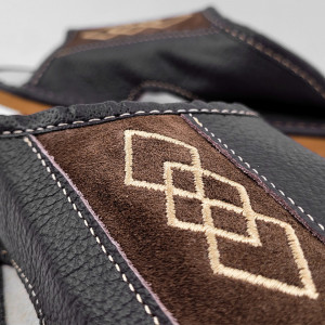 Papuci de Casa Barbati Sezon Vara Material Piele Culoare Maro Model 'Brown Diamond'