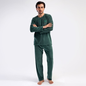 Men's Velour Pajamas Vienetta|MAN, Model 'Future Fusion' Silver Pine - Img 3