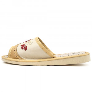 Papuci de Casa Dama Material Piele Model 'Mesopotamia' Creamy