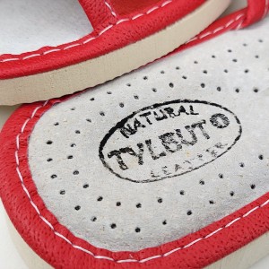 Papuci de Casa Dama Material Piele Model 'Mesopotamia' Red/White