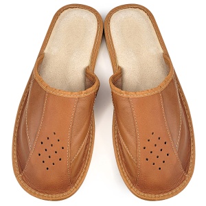 Papuci de Casa din Piele Maro Model 'Manhood Cozy' Classic | Confort și Eleganță Masculină