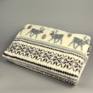 Patura din Lana Natural de Oaie 100% Model 'Happy Winter' Marime 200 x 220, 1 Bucata