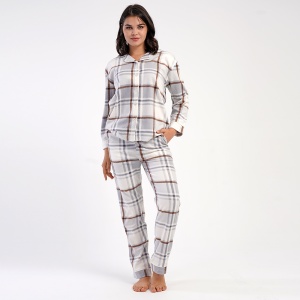 Pijama cu Nasturi din Flanel (Polar) Vienetta , Model 'Houston' | Căldură și Stil Clasic