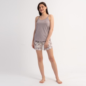 Pijama Damă cu Maiou din Bumbac Vienetta 'Best Friends Kitty' | Set de Vară cu Maiou și Pantaloni Scurți