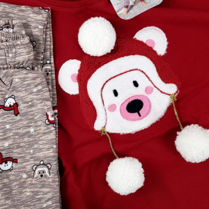 Pijama Dama din Bumbac Vatuita la Interior Vienetta Model 'Sweet Sweet Bear'