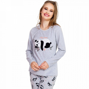 Pijama Dama Soft Velur Vienetta Model 'Nap Time' Gray