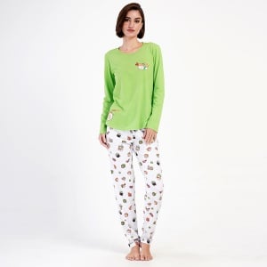 Pijama Dama din Bumbac 100% Vienetta, Model 'WasaBae'. Prezentare pijama din față.