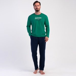 Pijamale Bărbați Mărimi Mari din Bumbac 100% Vienetta|MAN Model 'Lost Generation' Bright Green