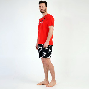 Pijamale Barbati Pantalon Scurt Vienetta | MAN Model 'Free and Original' Red
