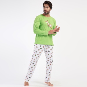 Pijamale Bărbați din Bumbac Vienetta | MAN Model 'Sushiiii Time'. Prezentare pijama din față.