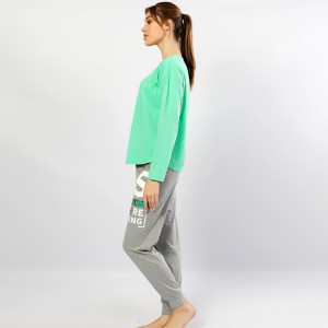Pijamale Confortabile Dama Vienetta Model 'Less Talk' Culoare Verde