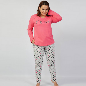 Pijamale Confortabile din Bumbac Vatuit Marimi Mari Vienetta Model 'Meows' 😻