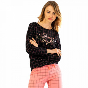 Pijamale Confortabile din Bumbac Vienetta Model 'Shine Bright' Dark