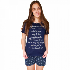 Pijamale Dama Bumbac 100%, Character, Model Still Remember Blu Scuro