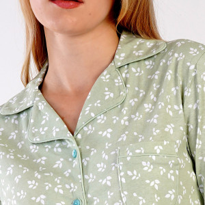 Pijamale Dama cu Nasturi din Bumbac 100% Vienetta, Model 'New Beginnenigs'