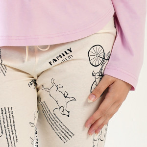 Pijamale Dama din Bumbac 100% Vienetta, Model 'Family Warm'