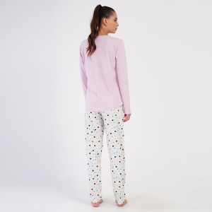 Pijamale Dama din Bumbac Vienetta Model 'Ladybug Love' Rosebloom | Confort și Romantism. Prezentare din spate.