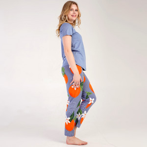 Pijamale Dama din Bumbac Vienetta, Model 'Warm Wishes' Blue 🍊