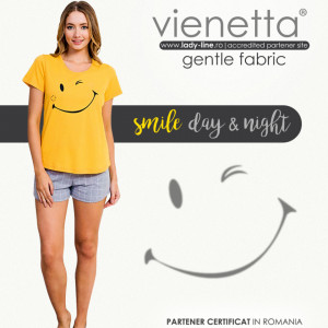Pijamale Dama Manesca Scurta Pantalon Scurt Vienetta Model 'Smile Day & Night'