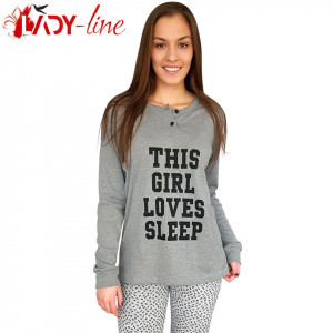 Pijamale Dama Snelly L'Originale Model 'This Girl Loves Sleep' Gray