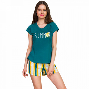 Pijamale Dama Vienetta Bumbac 100%, 'Summer' Green