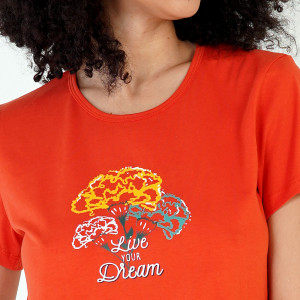 Pijamale Dama Vienetta din Bumbac 100%, Model 'Live Your Dream' Red