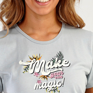 Pijamale Dama Vienetta din Bumbac 100%, Model "Make Your Own Magic!" Gray