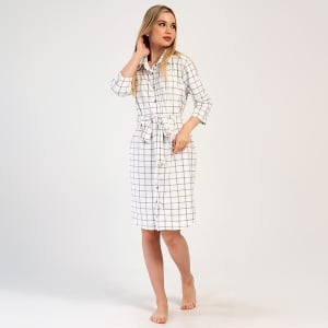 Rochie Tip Halat cu Nasturi, Guler, Buzunare si Cordon Vienetta Model 'Yvonne' | Rafinament și Versatilitate