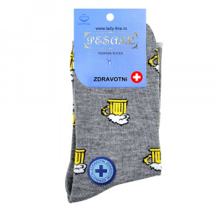 Set Sosete Medicale Clasice Barbati Model 'I Love Beer' 3 Buc, Culori Negru, Albastru, Gri