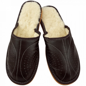 Sheepskin Fur Slippers Brown Color Regalia Brown Model