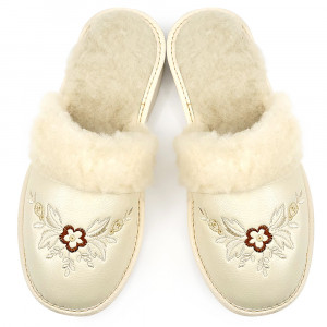 Sheepskin Fur Slippers 'Pearls' Cream